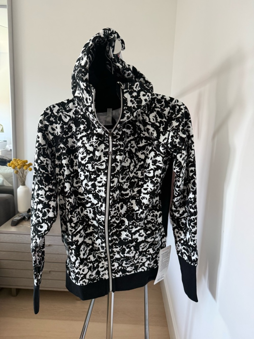 lululemon athletica Black and White Floral Zip Hoodie